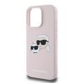 iPhone 16 Pro Karl Lagerfeld Double Heads MagSafe-deksel i flytende silikon - Rosa