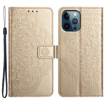 iPhone 16 Pro Mandala Series Lommebok-deksel - Gull