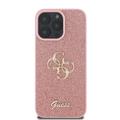 iPhone 16 Pro Max Guess Fixed Glitter 4G Metal Logo Deksel - Rosa