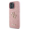 iPhone 16 Pro Max Guess Fixed Glitter 4G Metal Logo Deksel - Rosa