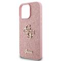 iPhone 16 Pro Max Guess Fixed Glitter 4G Metal Logo Deksel - Rosa