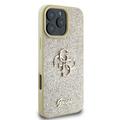 iPhone 16 Pro Max Guess Fixed Glitter 4G Metal Logo Deksel - Guld