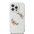 iPhone 16 Pro Max Guess IML Flowers Wreath-deksel - MagSafe-kompatibelt - gjennomsiktig