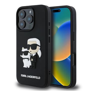 iPhone 16 Pro Max Karl Lagerfeld 3D Rubber Karl & Choupette NFT-deksel - Svart