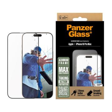 iPhone 16 Pro Max PanzerGlass Aluminium Frame Ultra-Wide Fit Skjermbeskyttere Panzerglass - 9H - svart kant