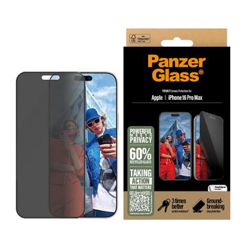 iPhone 16 Pro Max PanzerGlass Ultra-Wide Fit Privacy EasyAligner Skjermbeskyttere Panzerglass - Svart Kant