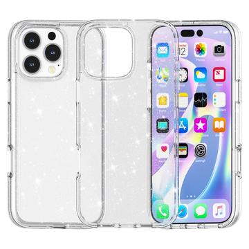 iPhone 16 Pro Max Stylish Glitter Series Hybrid-deksel - Hvit