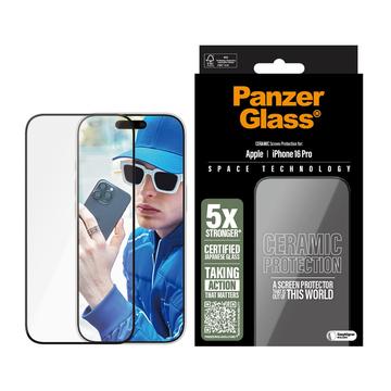 iPhone 16 Pro PanzerGlass Ceramic Protection Ultra-Wide Fit EasyAligner Skjermbeskyttere Panzerglass - 9H - svart kant