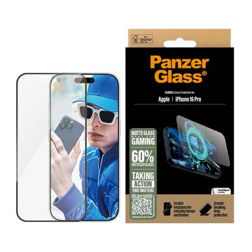 iPhone 16 Pro PanzerGlass Gaming Ultra-Wide Fit EasyAligner Skjermbeskytter av herdet glass - 9H - svart kant