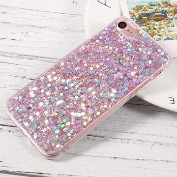 iPhone 7/8/SE (2020)/SE (2022) Glitter Flakes TPU-deksel - Rosa