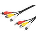 Goobay kompositt lyd- og videokabel - 3x RCA-kontakter - forniklet - 10m