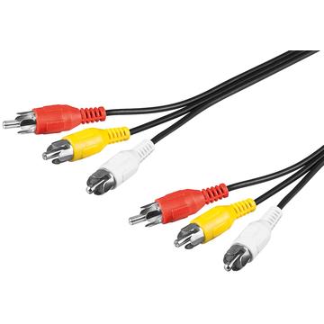 Goobay kompositt lyd- og videokabel - 3x RCA-kontakter - forniklet - 10m