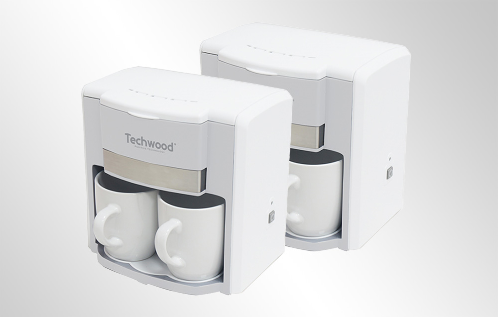 Techwood 2-kopps pour-over kaffetrakter - hvit