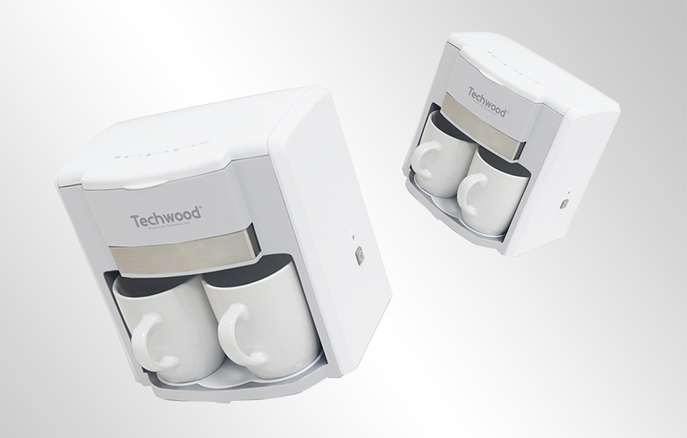 Techwood 2-kopps pour-over kaffetrakter - hvit